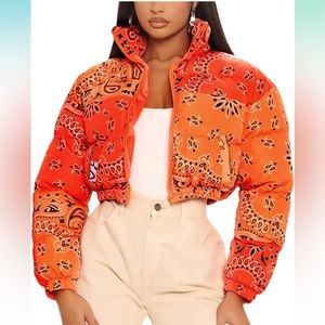 Orange Paisley Bomber Jacket